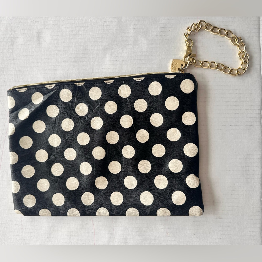 Betsey Johnson Polka Dot Clutch with Chain Wristlet